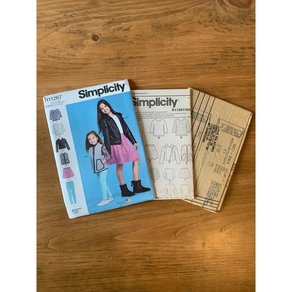 Simplicity Sewing Pattern R11267 Girls Jacket Vest Skirt Size 3 - 6 UNCUT